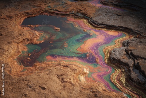 Abstract Iridescent Sheen on Water in Earth Tones, Environmental Concept