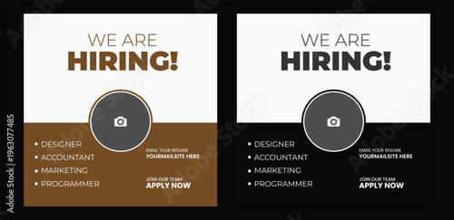 We are hiring job vacancy social media post banner design template. We are hiring job vacancy square web banner design. We are hiring job vacancy social media post banner design template. We are hirin