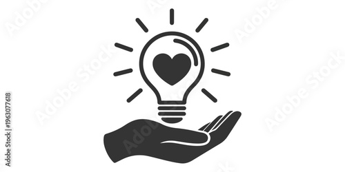A hand drawing a bright light bulb vector icon represents a creative business idea and innovation concept, symbolizing electric power and inspiration through a minimalist design illustration