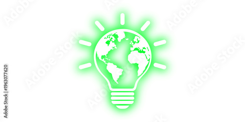 An eco light bulb with a green leaf symbolizes a sustainable energy concept to protect our planet and environment through global ecology power