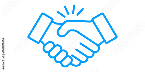 Vector illustration of a business handshake icon symbol representing a partnership deal and teamwork agreement between people with hands holding hands in a professional gesture