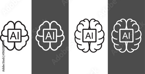 AI Brain Chip with Digital Circuit Technology Illustration Vector
