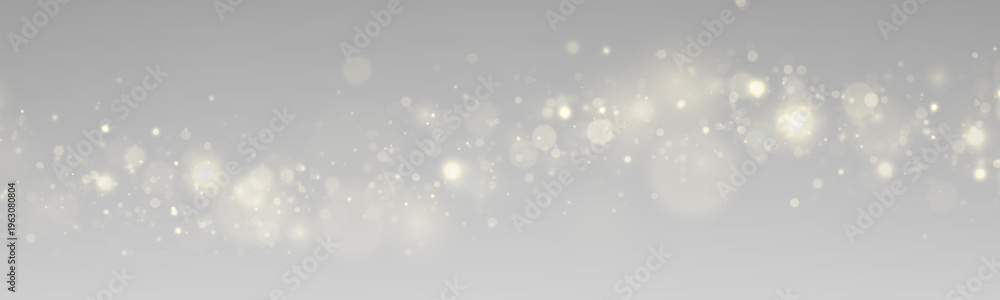 Naklejka premium Golden dust shimmers in glowing light, scattering sparkle, glitter across bokeh. Twinkle particles, stardust, flare highlights festive magic. Sparks, lens flare, glare enhance the PNG illustration.