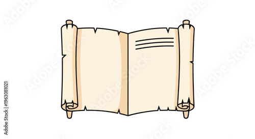 Open ancient parchment scroll book.