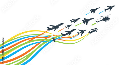 Military jets flying in formation aerobics.