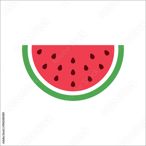 Watermelon slice, fruit icon, summer food, colorful vector