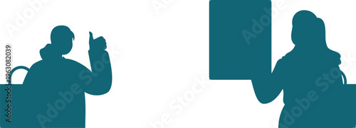 Two people engaged in a presentation with one gesturing and the other pointing towards a screen