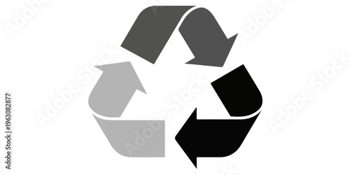 A clean green recycling symbol icon with three arrows representing a reuse and waste protection concept for ecology and environmental nature on a white background