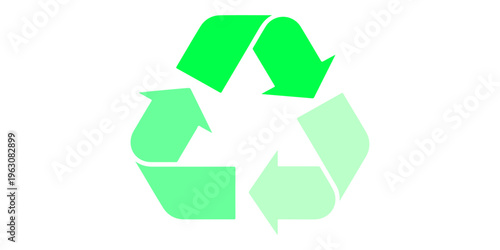 A clean vector illustration of a green recycling symbol icon on a white background, representing an eco-friendly nature conservation sign and waste reuse concept for environmental protection