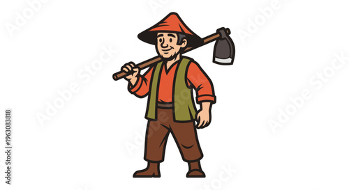 Man wearing orange shirt and hat.