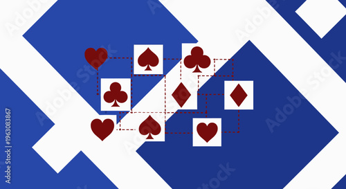 Playing Card Suits Arranged in a Grid Pattern.