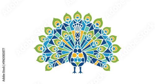 Colorful Peacock Bird Illustration Closeup.