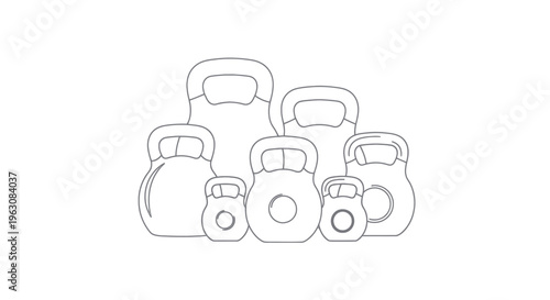 Kettlebells in various sizes arranged together.