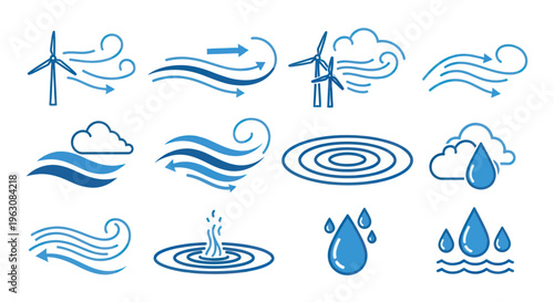 Water Droplet Icons and Symbols.