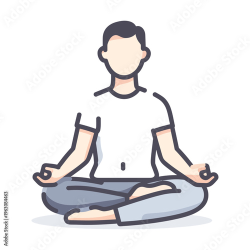Vector of a person meditating in a cross-legged position with hands resting on the knees