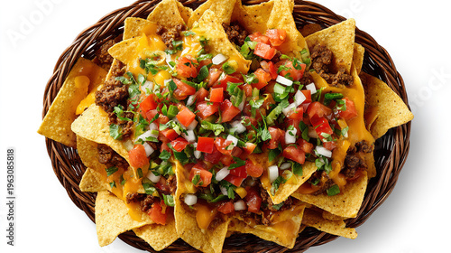 Loaded Nachos with Cheese, Salsa, and Fresh Toppings