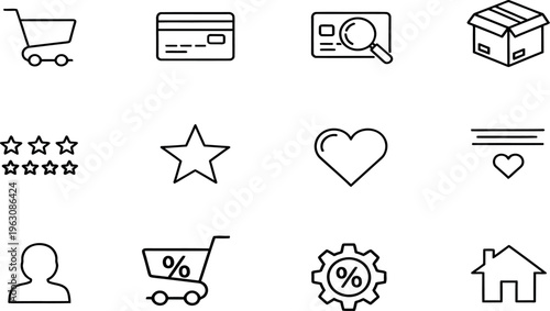 E commerce and shopping icons for website or application