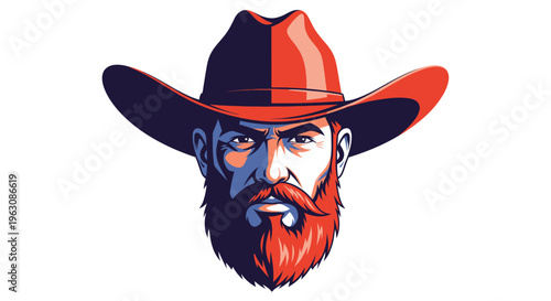 Man Wearing Red Cowboy Hat.