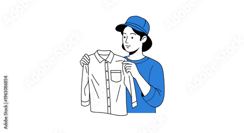 Woman Holding a Denim Shirt.