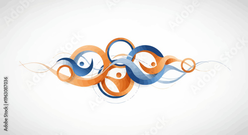 Colorful swirling abstract shapes design.