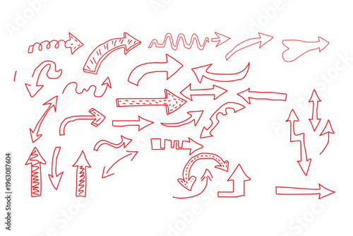 Creative Arrow Collection with Motion Effects – Hand Drawn, Curved & Speed Arrows Isolated
