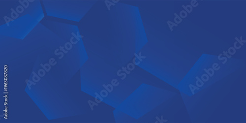 Modern abstract blue background with glowing geometric lines. Blue gradient hexagon shape design. Futuristic modern