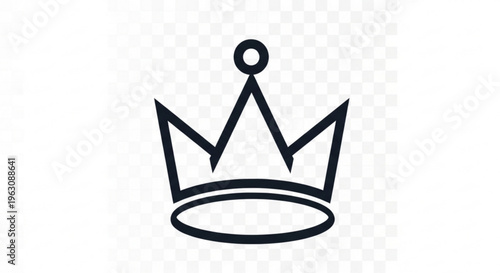 Black crown icon with transparent background for royalty or luxury concepts