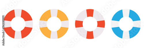 Lifebuoy Icon Set – Nautical Safety Life Preserver Ring Vector Collection in Solid, Outline and 
Hand Drawn Styles