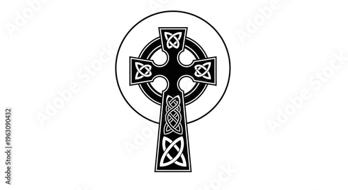 Intricate Celtic Cross with Knotwork Design and Circular Halo.