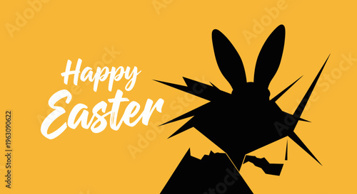 Abstract Easter bunny silhouette with sharp edges and a playful, modern design.