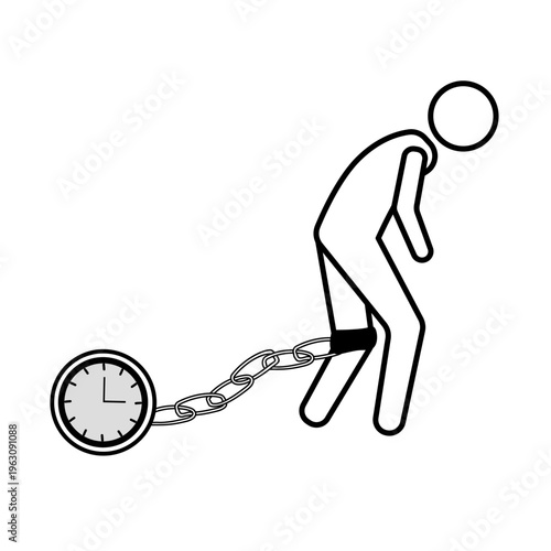 illustration often used to symbolize being a slave to time, deadlines, or procrastination.
