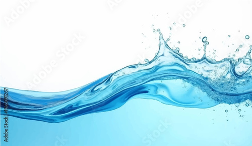 A dynamic water wave gracefully surges and splashes, showcasing the fluidity and transparency of the liquid, in a perfect harmony of motion.