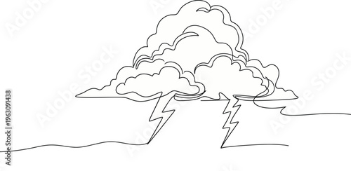 illustration of cloud and sun weather continous one line art