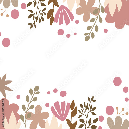 pastel floral frame background abstract flowers border with copy space