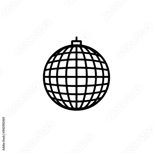 Disco ball icon logo design. Disco ball sign and symbol. Disco ball icon. Retro party decor and nightclub event ornament.