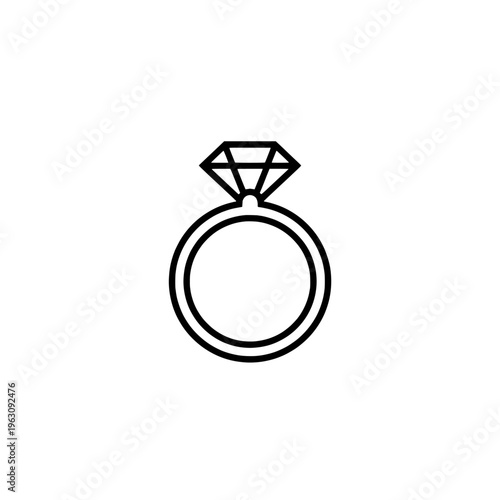Engagement ring icon logo design. Diamond ring sign and symbol. Jewelry icon. Wedding and marriage proposal.