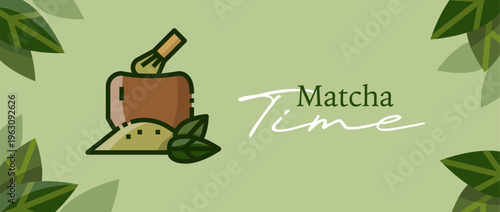 Matcha Time, Vector Symbol Elements Design for Banner and Advertising Branding