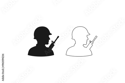 Military man with helmet and rifle icon for army or veteran themes