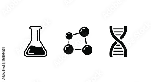 Scientific icons depicting chemistry molecules and dna a silhouette