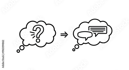 From questioning to clarity a linear thought process silhouette