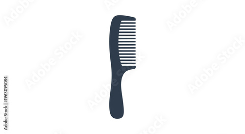 Dark blue wide-tooth comb on white background in simple minimalistic style for hair care