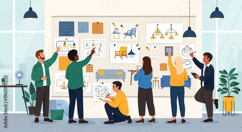 Business people discussing and planning together.