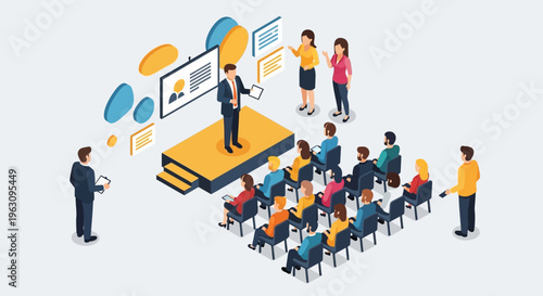 Business people in a meeting presentation.