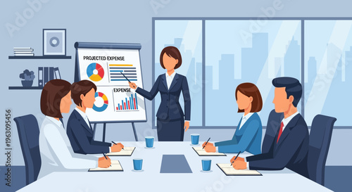 Business people in a meeting discussion.