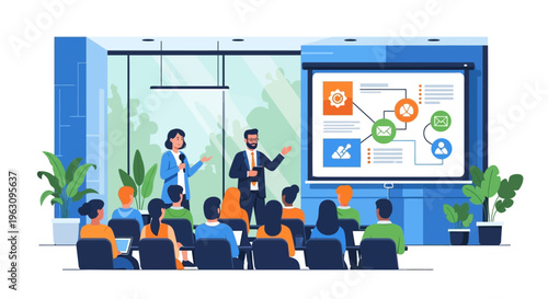 Business people in meeting presentation.