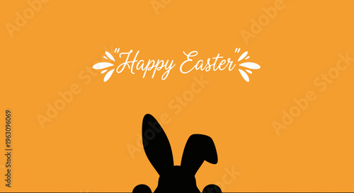 Happy Easter with a cute bunny peeking out, celebrating the holiday.