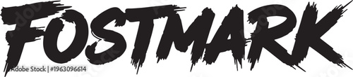 A bold black text logo featuring the word fostmark in brush style