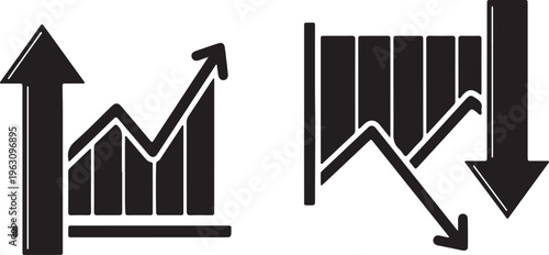 Abstract blue growing financial linear graph chart background. Vector lines tech design