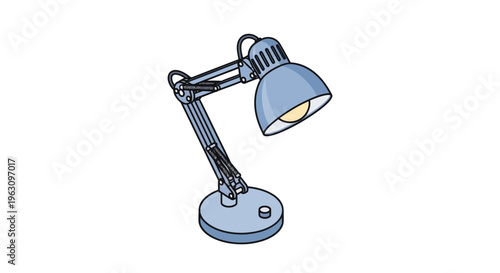 Desk lamp with adjustable arm.