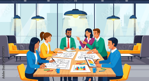 Diverse group of adults in meeting.